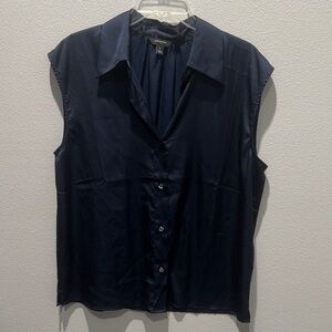 Banana Republic Dark Blue Sleeveless Button-Down Shirt